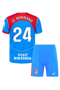 Atletico Madrid Robin Le Normand #24 Jalkapallovaatteet Lasten Kolmas peliasu 2025-26 Lyhythihainen (+ Lyhyet housut)